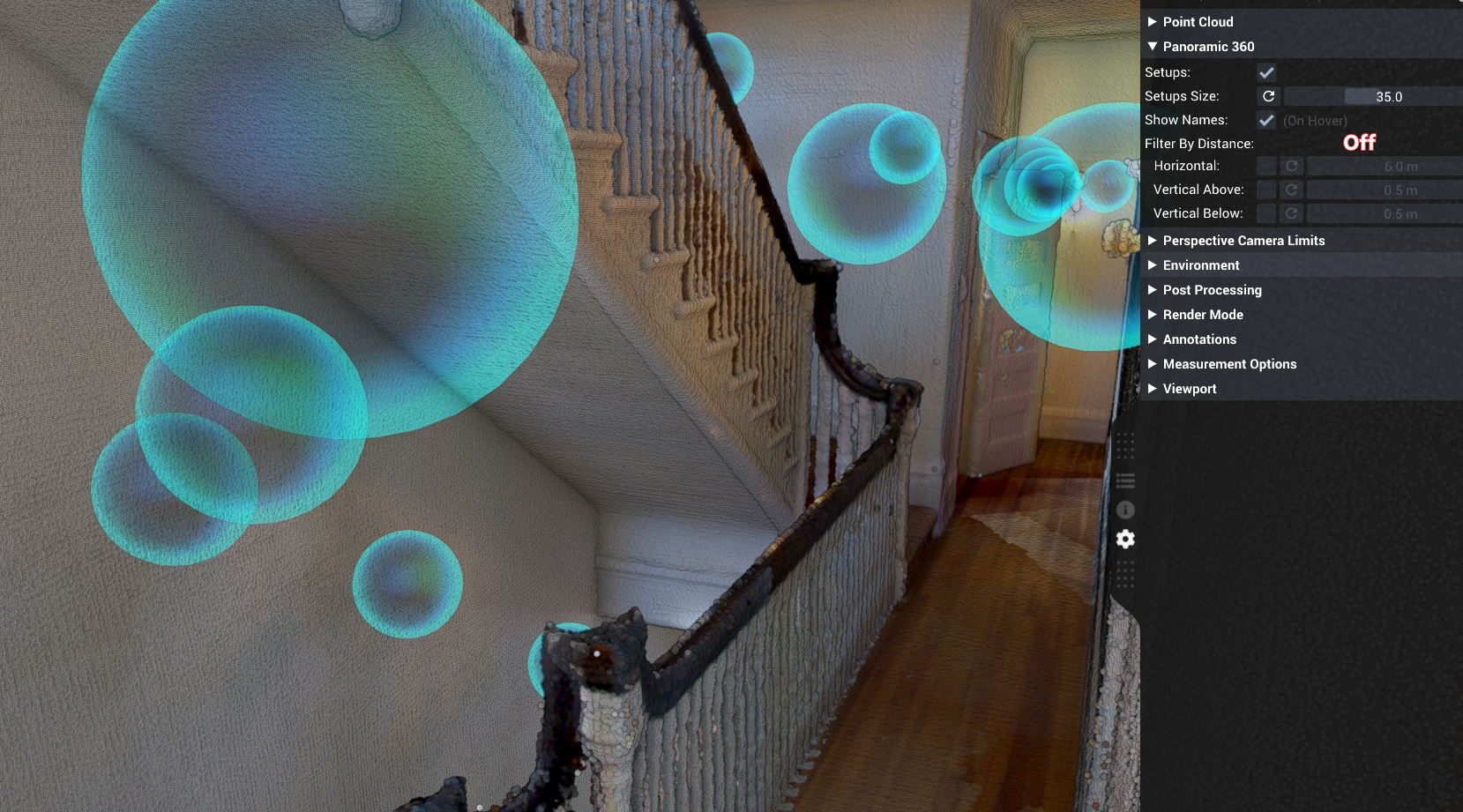 Panorama positions with horizontal and vertical distance filters disabled.