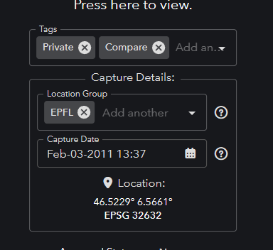 Asset Preview capture details with Location Group and Capture Date.