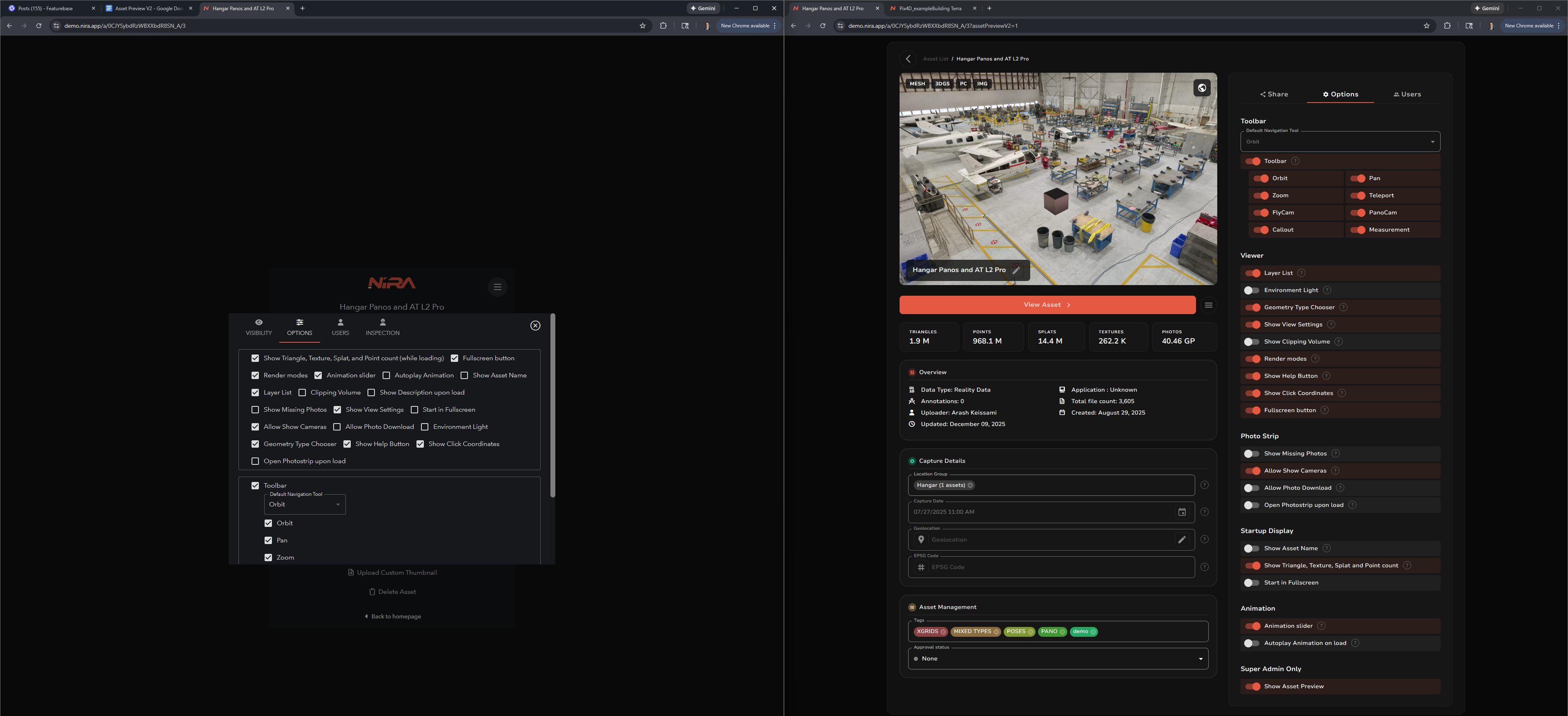 Old and redesigned Asset Preview options shown side by side.