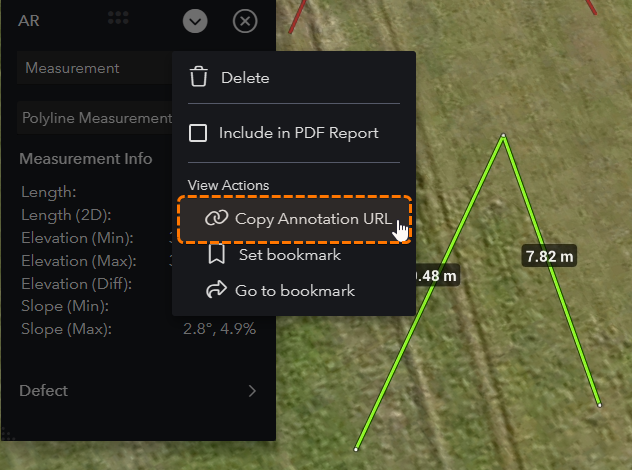Annotation menu highlighting Copy Annotation URL.