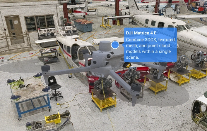 A drone model with a Basic Text callout and description.
