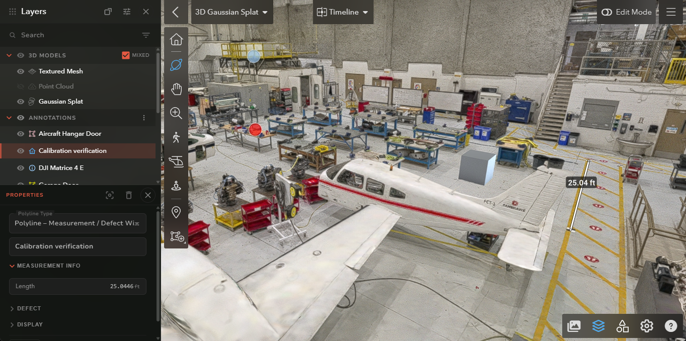 Docked Layers and Properties panels alongside a hangar model.