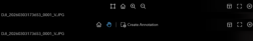 Old photo toolbar above the new toolbar with Pan and Create Annotation.