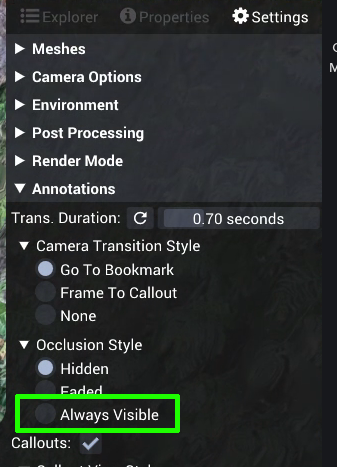 Annotation settings with Always Visible highlighted.