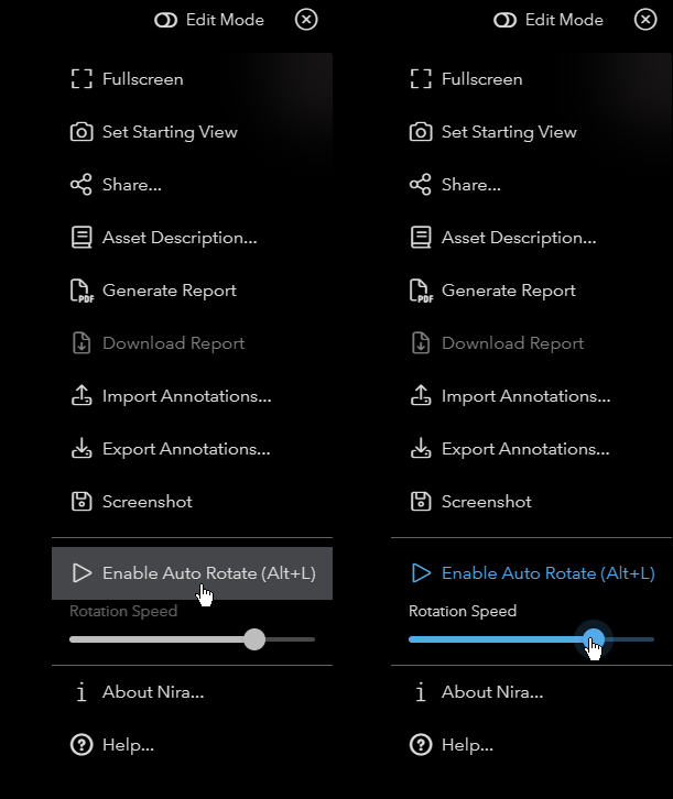 Enable Auto Rotate and Rotation Speed controls in the viewer menu.